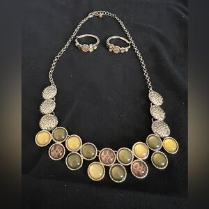 Gold-tone costume jewelry- necklace and earrings